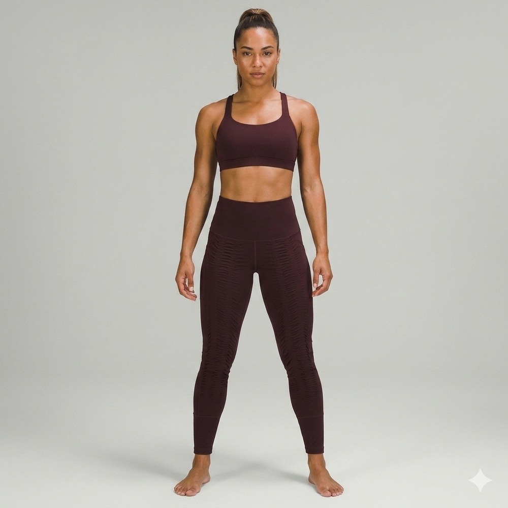 Sweetflexx Resistance Band Leggings Burgundy High Rise Pockets Size 10